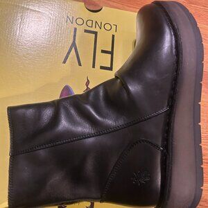 Fly London Black Leather Zip up Boots